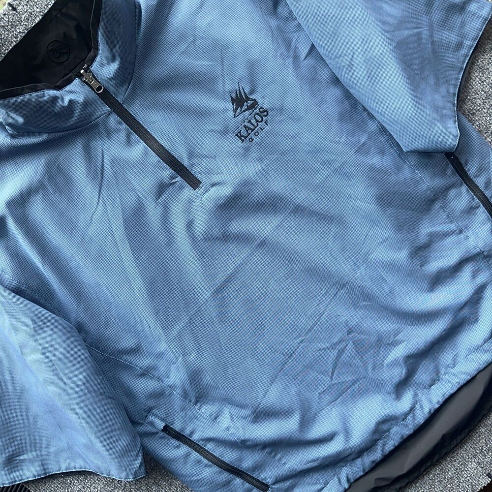 Zero Restriction ZR Waterproof Reversible Golf Jacket L Blue Black Quarter Zip